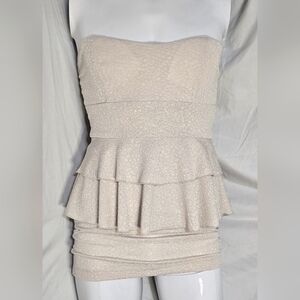 Windsor creme colored, short, sparkling strapless dress size medium
